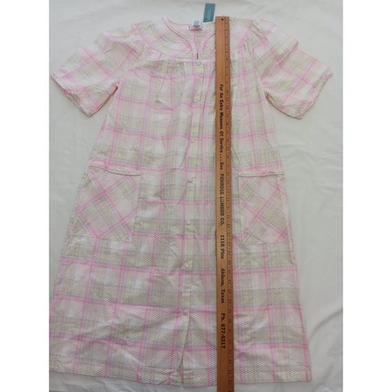 Classic Elements Pink Plaid Snap Front Duster Rob… - image 4