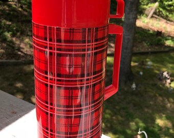 Vintage Aladdin Thermos - Plaid Thermos - Quart Size