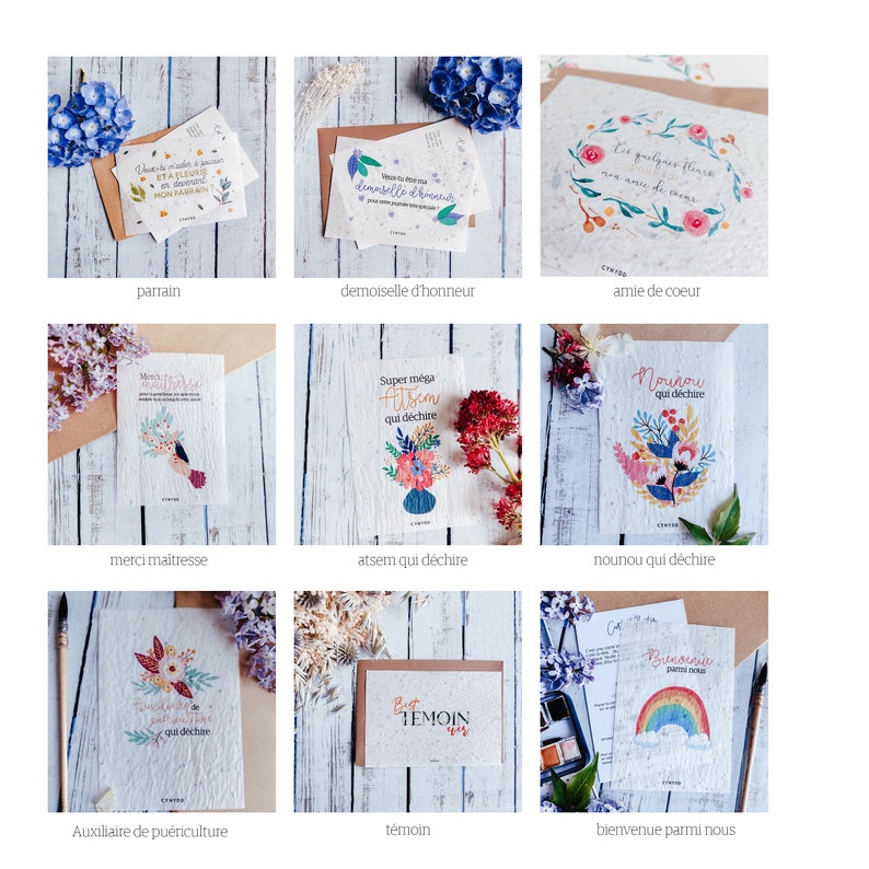 Lot de 5 cartes \u00e0 planter