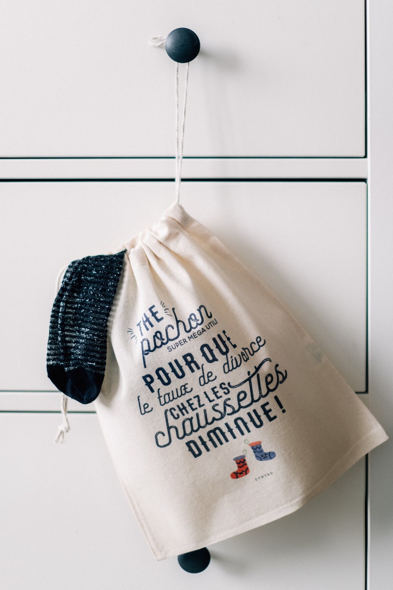 Pochon coton bio pour linge citation chaussette Pochon coton bio pour linge citation chaussette