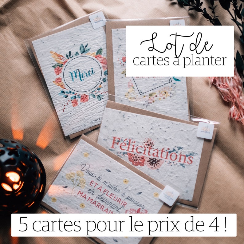 Lot de 5 cartes \u00e0 planter