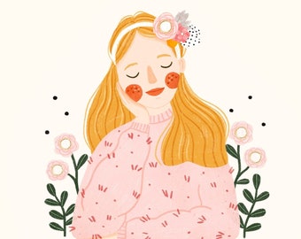 Eres tan amada #2 - Chica rubia con corona de flores- arte de la pared- 3 diseños diferentes- Decoración de la habitación de los niños- Decoración interior de la sala de la guardería- DESCARGA DIGITAL