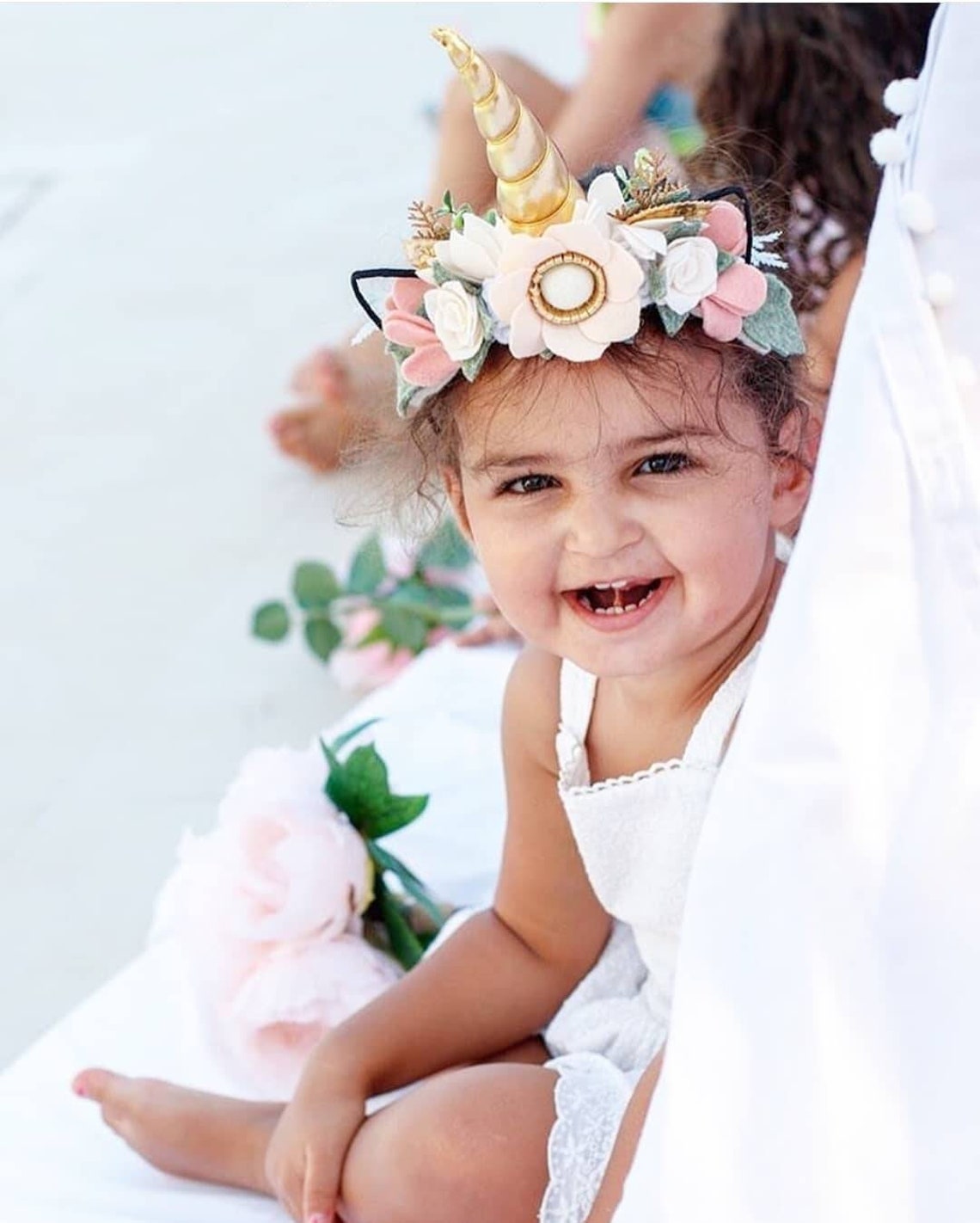 Unicorn Felt Flower Crown /felt Flower Headband /white Cream Etsy