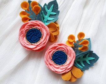 Coral miel // Diadema de flores de fieltro inspirada en Riflepaper Co. // Corona de flores de fieltro // Diadema floral para bebé, niña pequeña