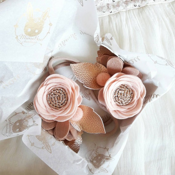 Rose gold, floral headband Rose Gold Side Bridal Headband, Floral Pearl Tiara, Bridal  main image 2