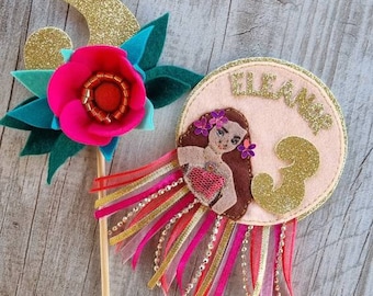 MOANA - insignia de cumpleaños / decoración de cumpleaños / decoración temática de princesa Moana Disney / 1er cumpleaños / fiesta temática de Moana / insignia personalizada de Moana