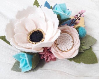 Амели // почувствовала цветочный оголовье // Войлок цветочная корона // анемонная оголовье // Весенняя повязка