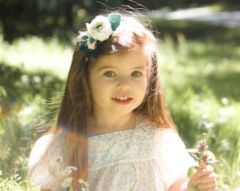Diadema de flores de fieltro de ranúnculo/corona de flores de fieltro de primavera/diadema para bebé, niño pequeño, niña/para boda, bautizo/lazo para el cabello con flores de fieltro