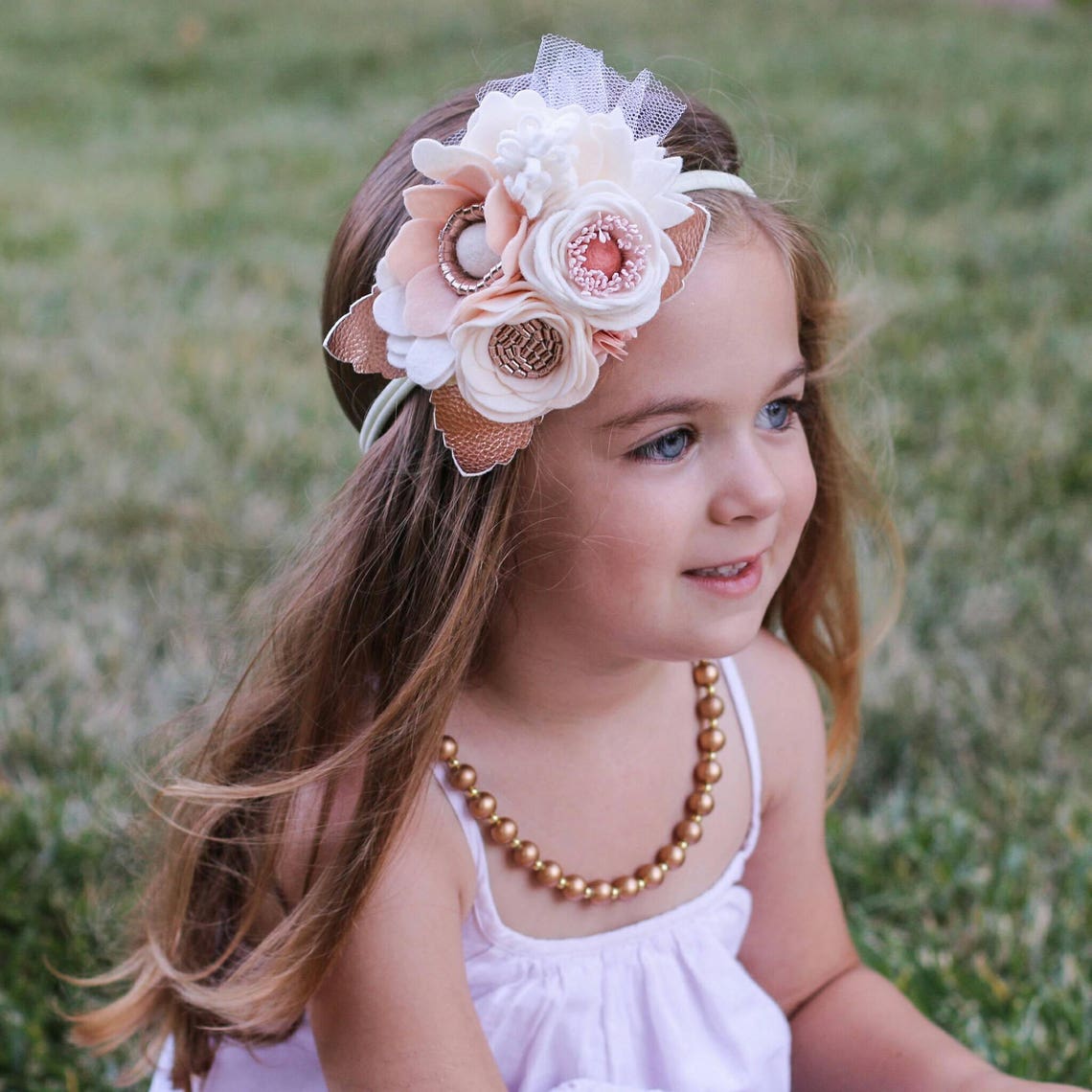 Aubrey /felt flower crown /felt flower headband /christening | Etsy