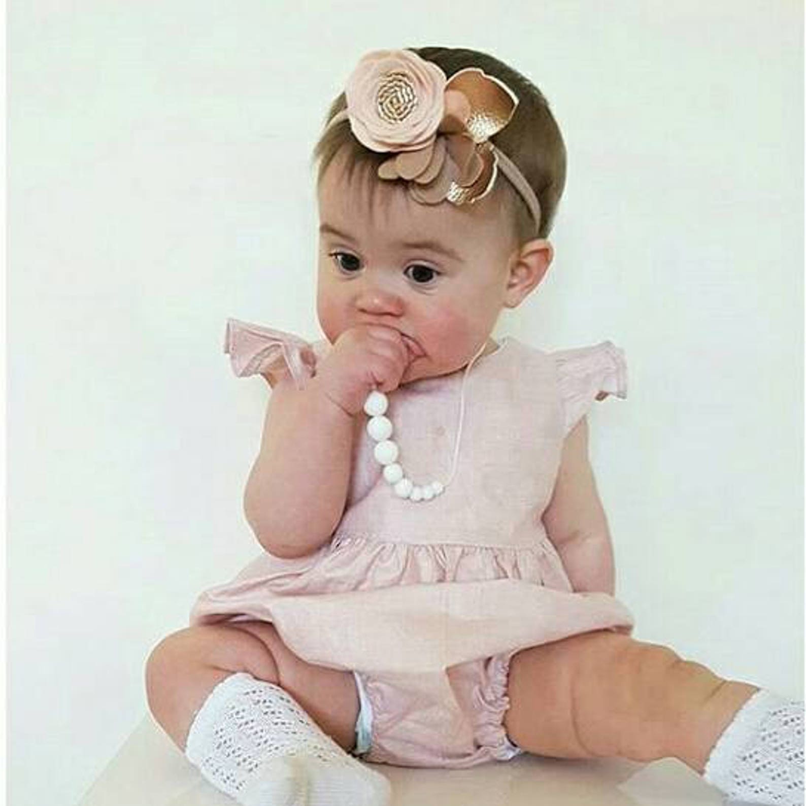 Powdery Blush // Blush & Rose Gold Felt Flower Headband // Etsy