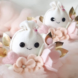 Cute Little Dumpling/ flower clip or headband/ cute dumpling felt flower headband for babies, toddlers, girls/ perfect gift accessory
