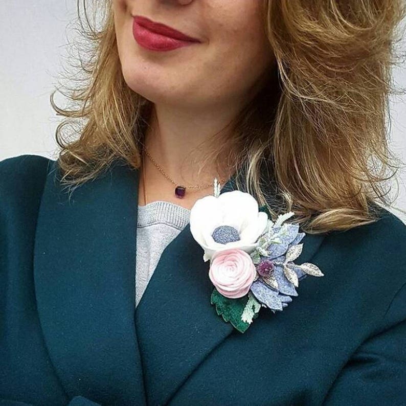 Frosty morning wintery felt flower headband christmas felt flower crown holiday headband anemone flower with velvet leaves