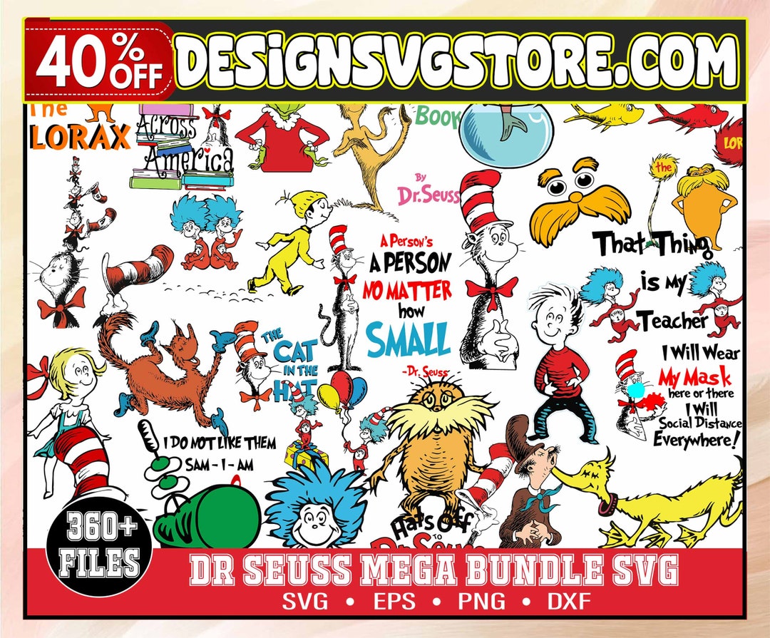Dr Seuss Svg Mega Bundle Cat in the Hat SVG Dr Seuss Hat - Etsy
