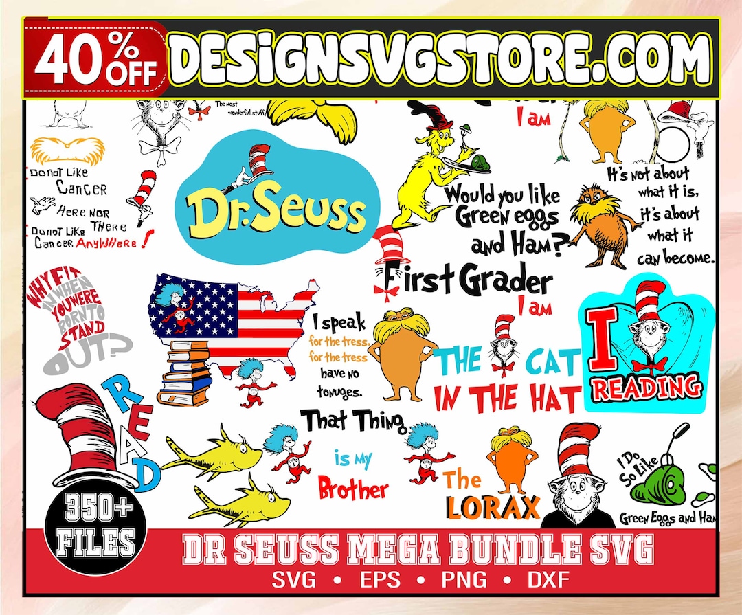 Dr Seuss Svg Mega Bundle Cat in the Hat SVG Dr Seuss Hat - Etsy