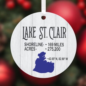 Décoration personnalisée du lac St. Clair, cadeau de Noël, décoration souvenir de vacances en famille, pêche sur le lac, navigation de plaisance, camping, lune de miel, yacht club