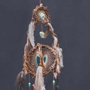 Water and Earth tones Hanging Mobile Beautiful Sacred Stones Dream Catcher Chakra balancing help for night terrors Boho gift Healing Yoga image 6