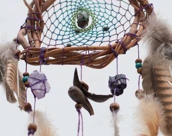 Rustic Dreamcatcher: Authentic Willow, Healing Gemstones, and Natural Elegance for Nature Enthusiasts and Rustic Décor Admirers