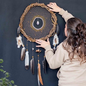 Healing Crystal Dreamcatcher: Natural Willow, Eco Feathers, Choose Your Stones