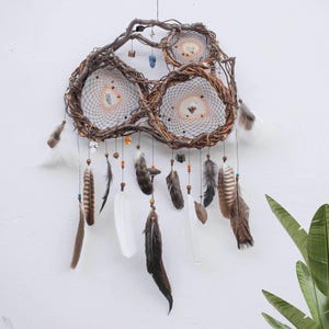Authentic Willow Dreamcatcher with Crystals for Sleep Paralysis, Native-Inspired Home Decor, Handcrafted for Spiritual Protection