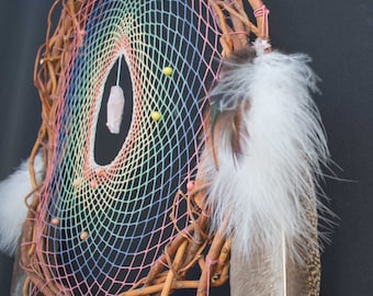Handmade Dream Catchers with Crystals - Native Style Willow Dreamcatcher - Spiritual Wall Decor - Shamanic Wood Dream Catcher
