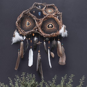 Big crystal dreamcatcher American shaman decor hanging earth crystals Distant Energy healing Wall mural indian Spiritual gift Hippie decor