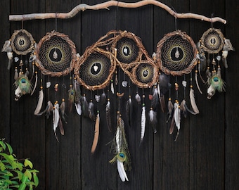 Large 24 Crystal Dreamcatcher Set: Handmade Willow Wood Wall Decor (47")
