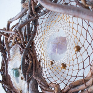 Organic Earth Treasures: Handcrafted Willow Wood Dreamcatcher Wall Decor with Semiprecious Stones image 8