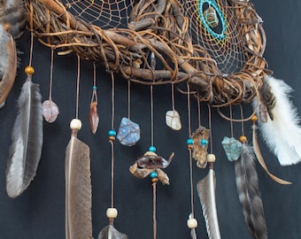 Ocean vibes home decor • Shamanic tapestries • Turquoise wall dreamcatcher