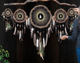 Large Dreamcatcher Set - Custom 15 Crystals & Willow Branch