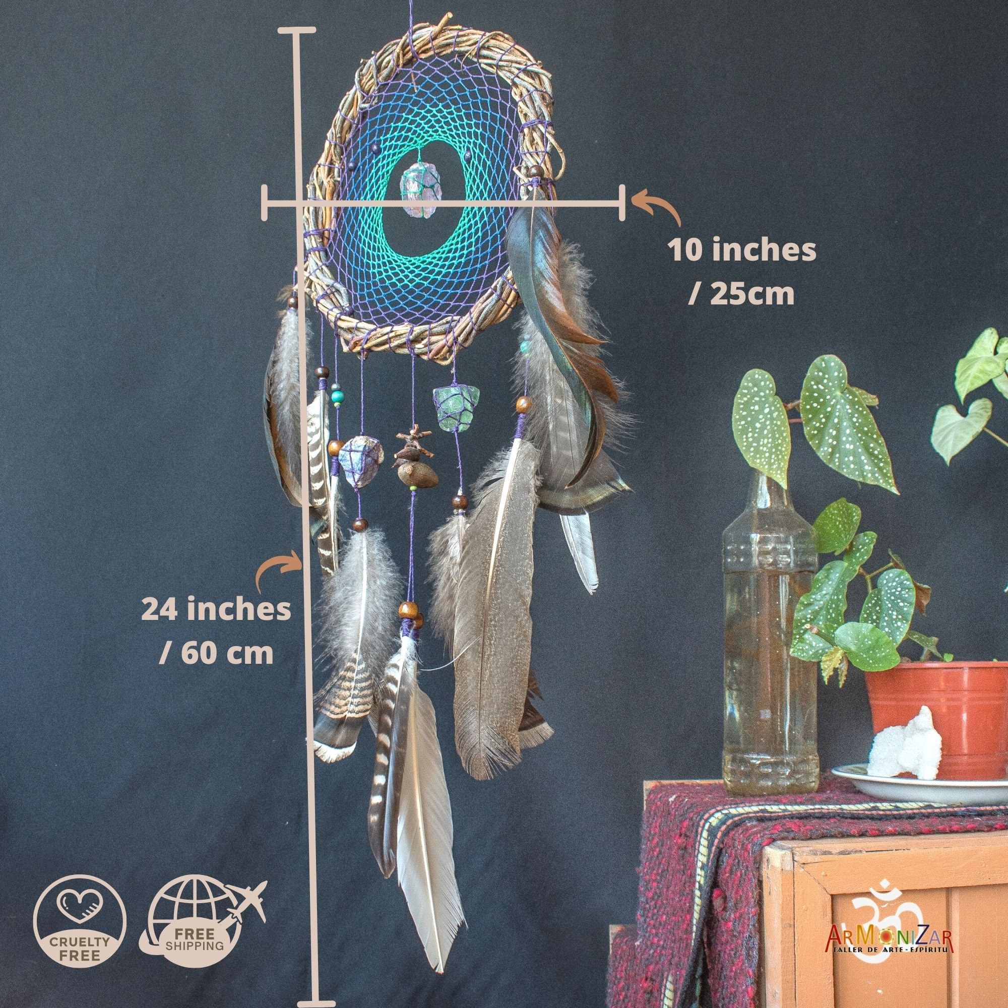 Real crystals hanging decor Dream catcher energy healing Insomnia