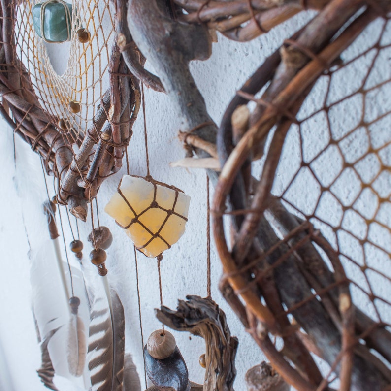 Organic Earth Treasures: Handcrafted Willow Wood Dreamcatcher Wall Decor with Semiprecious Stones image 9
