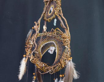 Gemstone Dreamcatcher • Willow Wall Hanging • Spiritual Protection