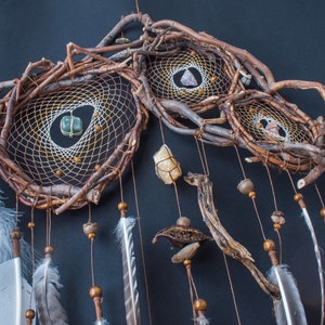 Organic Earth Treasures: Handcrafted Willow Wood Dreamcatcher Wall Decor with Semiprecious Stones image 3