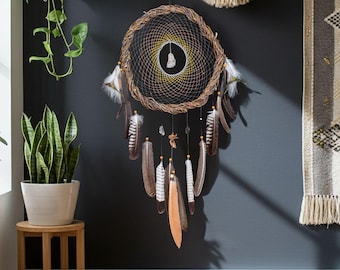 Healing Crystal Dreamcatcher: Natural Willow, Eco Feathers, Choose Your Stones
