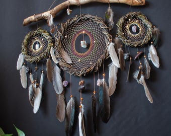 Sacred Space Wall Altar - Set of 3 Crystal Talismans - Spiritual Gallery Decor