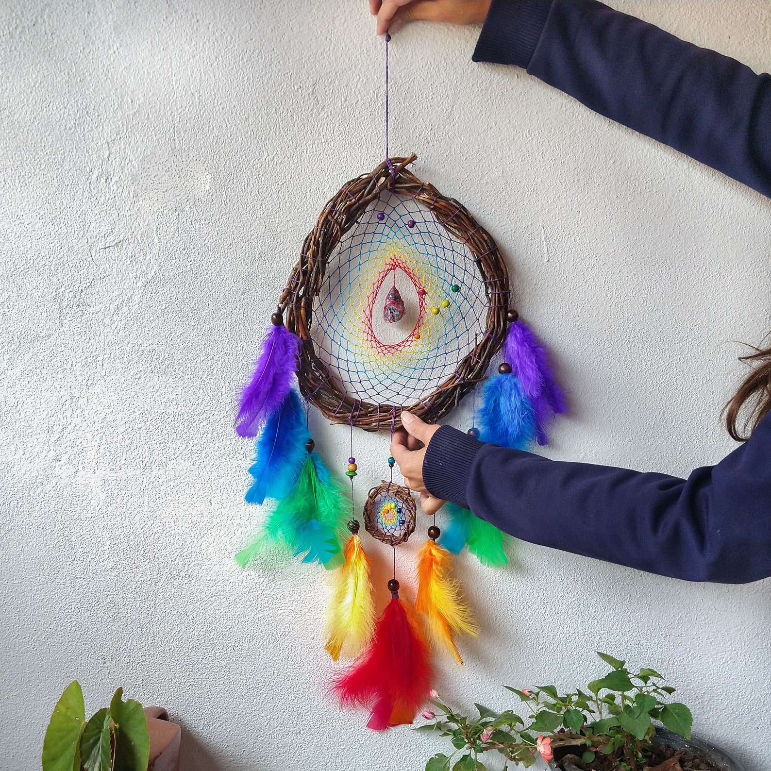 Rainbow scheme dream catchers 7 colors dreamcatcher bright Etsy