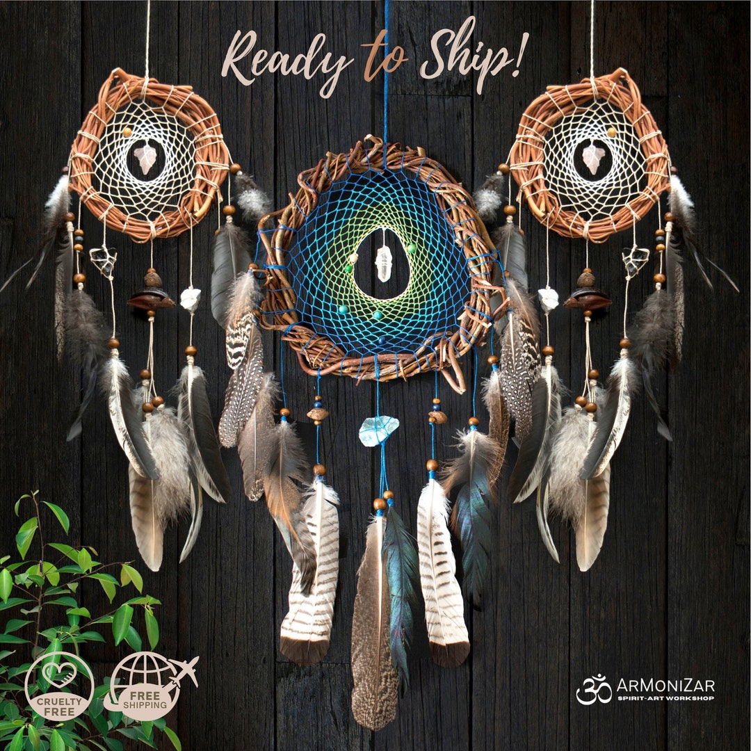 Natural Materials Dream Catcher Set of 3 Shamanic Healing Dream