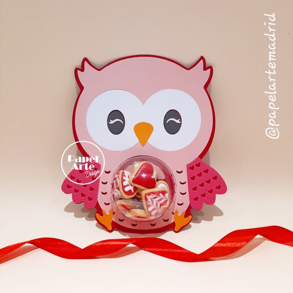 Couple Owls Valentine SVG and CDR with opening system, Valentine Couple Owl Candy Holder, Download Owl digital file for cricut