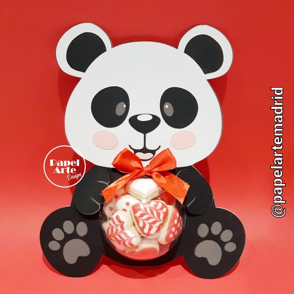 Couple Pandas Valentine’s Day SVG et CDR avec système d’ouverture, Vañentine Panda couple Candy Holder, Téléchargez le fichier numérique Panda pour cricut