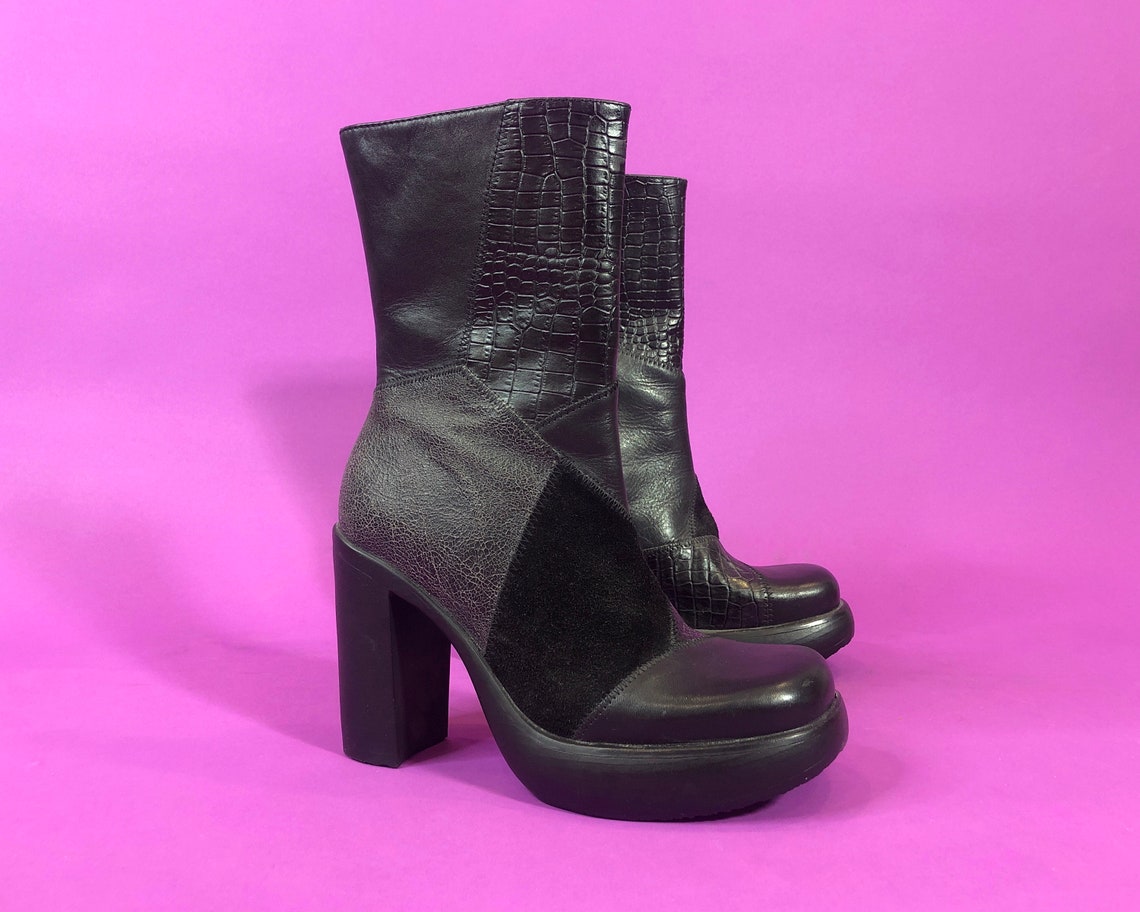 Steve Madden Leather Platform Heeled Ankle Boots | Platform heels boots, Heeled ankle boots, Boots