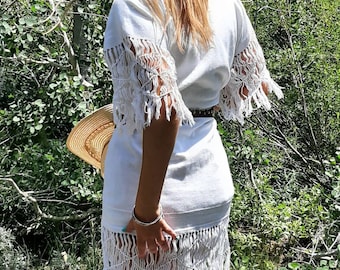 FRINGE HIPPIE DRESS, Macramé Fringe Dress, Fringe Summer