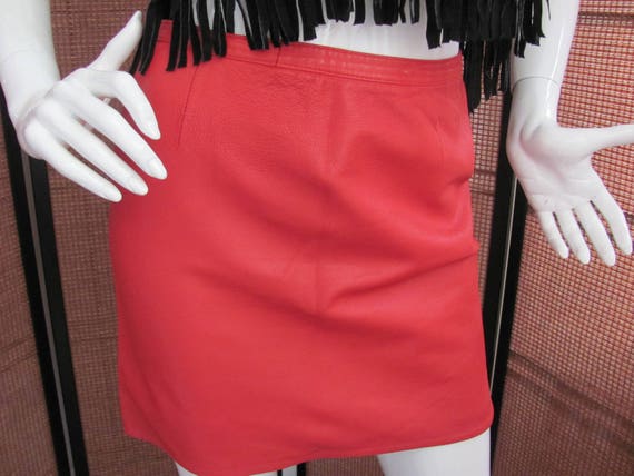 RED LEATHER SKIRT, Pin Up- Girl, Biker Skirt, Red… - image 4