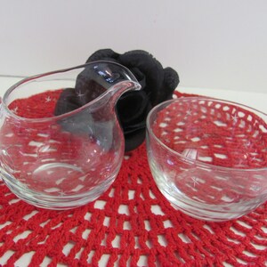 CREAMER SUGAR SET, Atomic Etched Crystal Cream Sugar Bowl, Etched Crystal Stars, Miniature Sugar and Creamer Set