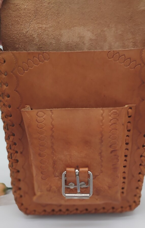 TOOLED LEATHER PURSE, Tooled Leather Hippie Purse… - image 5