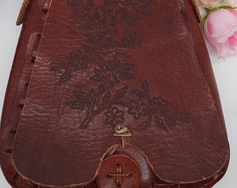 Vintage Tooled Leather Hippie Purse: Bohemian Shoulder Bag