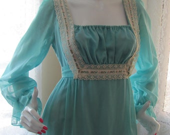 VINTAGE PEASANT DRESS, Gunne Sax Style Dress Hippie Maxi Dress, Vintage Bridesmaids Dress, 1970 Peasant Dress