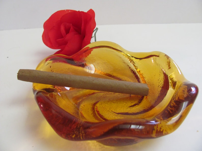 Vintage Amber Ashtray Lovely Amber Swirl Cigarette Or Cigar Etsy