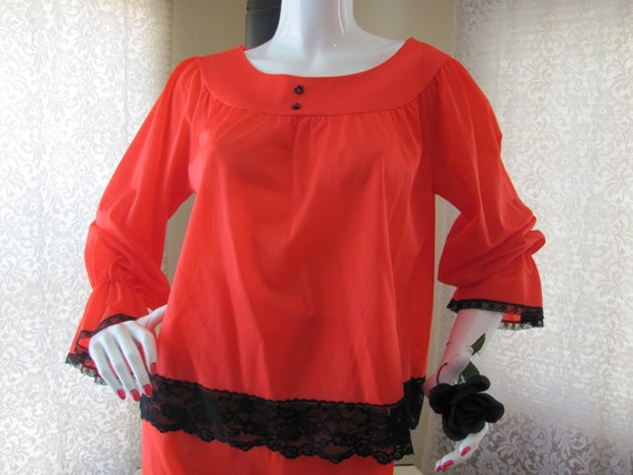LINGERIE LOUNGE SET, Vintage Red Pajama Set, Retro