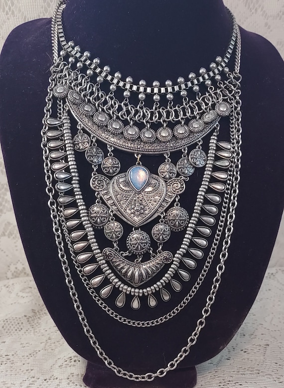BELLY DANCE NECKLACE, Gypsy Statement Necklace, Gy