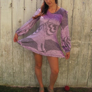PSYCHEDELIC HIPPIE DRESS, Paisley Spiderweb Hippie Costume, Purple Mini Dress, Hippie Mini Dress, Festival Dress, Flower Child Dress